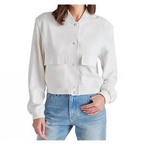 NEW STEVE MADDEN ardine linen-blend bomber jacket in white